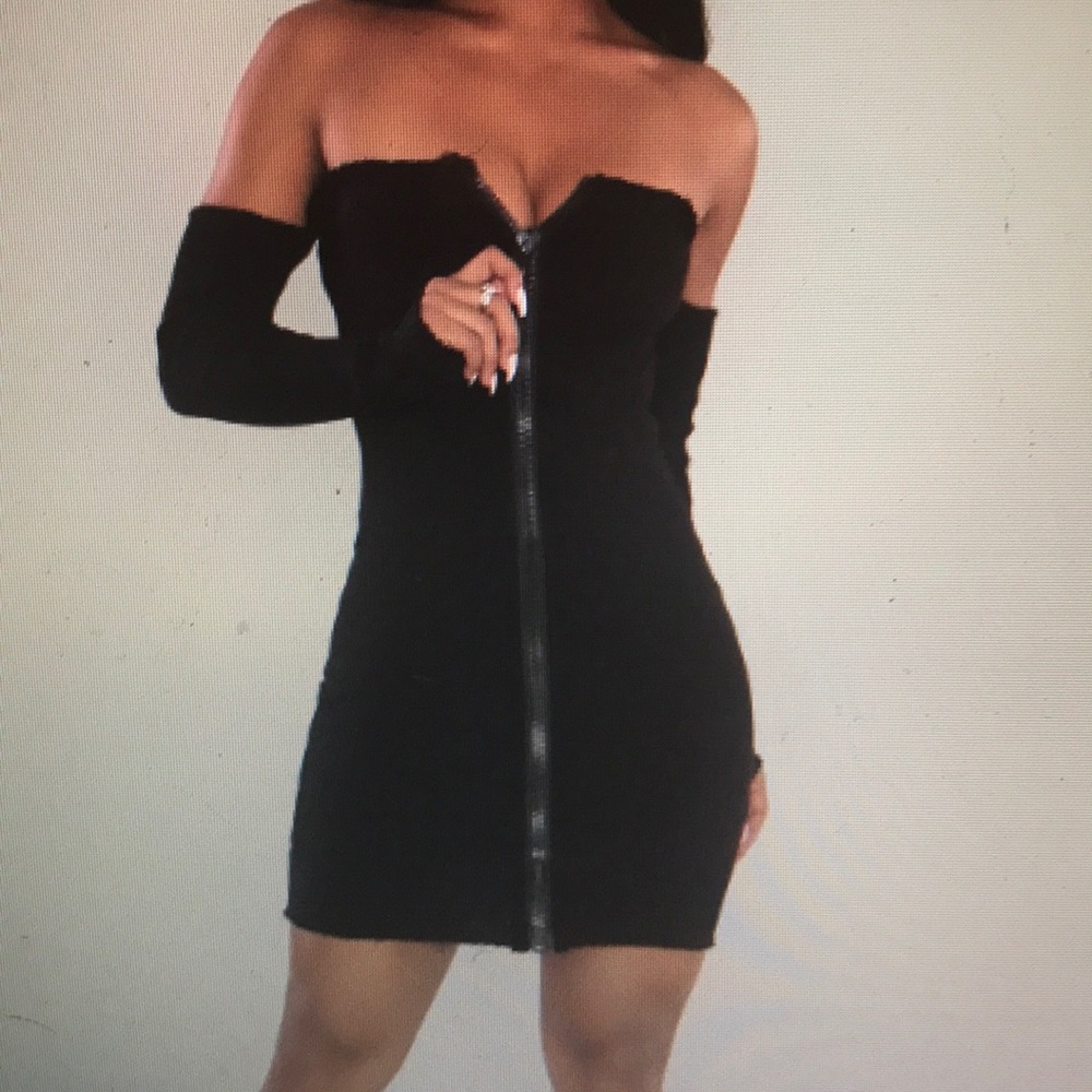 Zip front ribbed dress